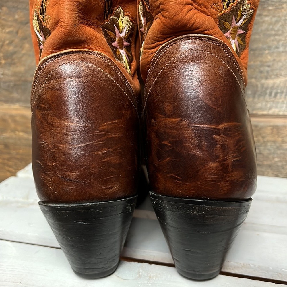 Sonora by Double H Boots Womens 9 Western Floral Embroidered Leather Cowgirl OSU - Picture 14 of 16